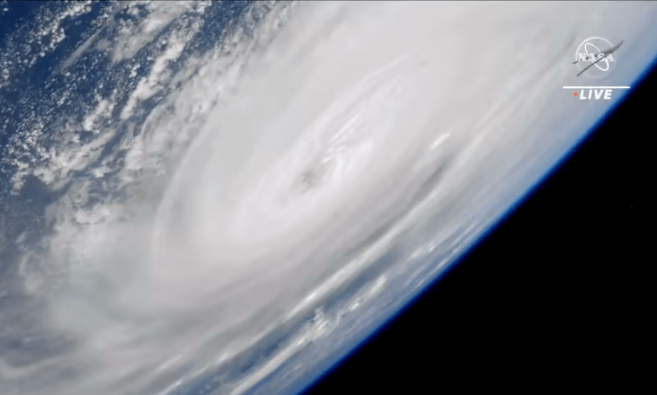 In this image made from a NASA live stream, Hurricane Ian is seen from the International Space Station on Wednesday, Sept. 28, 2022. Hurricane Ian made landfall in southwest Florida near Cayo Costa on Wednesday as a catastrophic Category 4 storm. (NASA via AP
